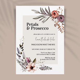 Petals & Prosecco Boho Blommigt Möhippa Inbjudningar