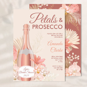 Petals & Prosecco Boho Inbjudningskort för möhippa