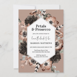 Petals & Prosecco Boho  Rosa Möhippa Inbjudningar