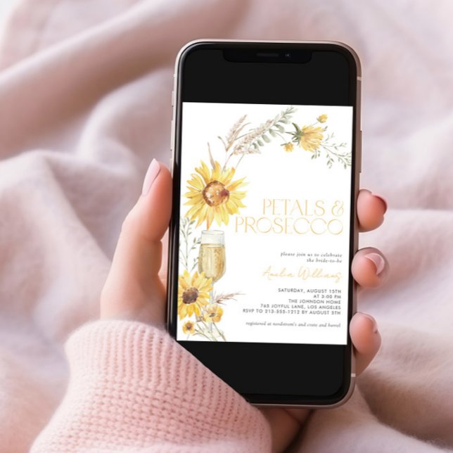 Petals & Prosecco Boho Solros Möhippa Inbjudningar (Skapare uppladdad)