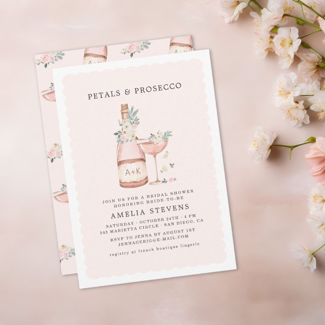 Petals & Prosecco Bröllopsdusch Möhippa Inbjudningar (Skapare uppladdad)