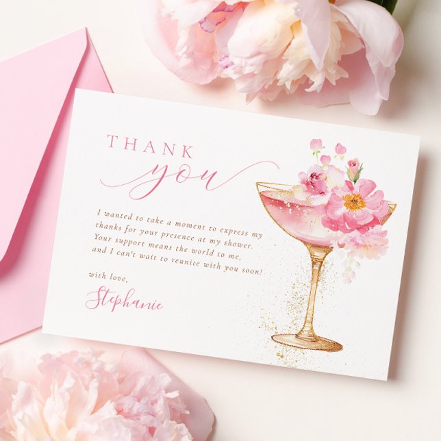 Petals Prosecco Bröllopsdusch Tack Kort (Skapare uppladdad)