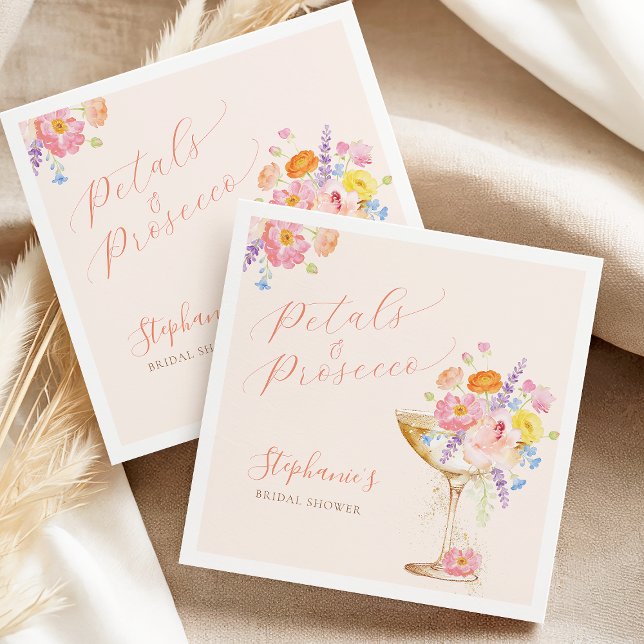 Petals & Prosecco Floral Bridal Shower Napkins Pappersservett (Skapare uppladdad)