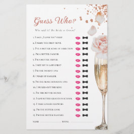 Petals & Prosecco Gissa vem som spelar Möhippa Brevpapper