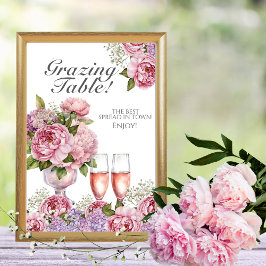 Petals & Prosecco "Grazing Bord" - skylt Inbjudningar