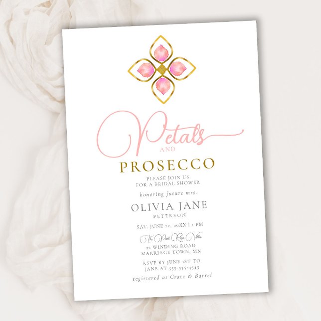 Petals Prosecco Guld Jewel Boho Chic Möhippa Inbjudningar (Skapare uppladdad)