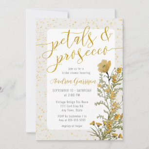 Petals & Prosecco Gult Inbjudningskort för möhippa