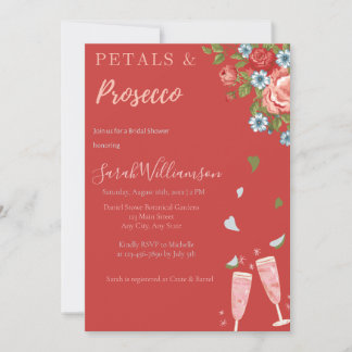 Petals & Prosecco Inbjudningskort för möhippan