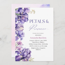 PETALS & PROSECCO IRIS FLOWER Watercolor möhippa Inbjudningar