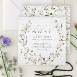 Petals Prosecco Lavender Wildblomme Möhippa Inbjudningar