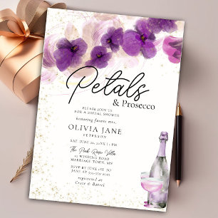 Petals Prosecco Lila Orchid Blommigt Möhippa Inbjudningar
