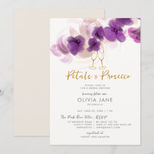 Petals Prosecco Lila Orchid Bubly Möhippa Inbjudningar