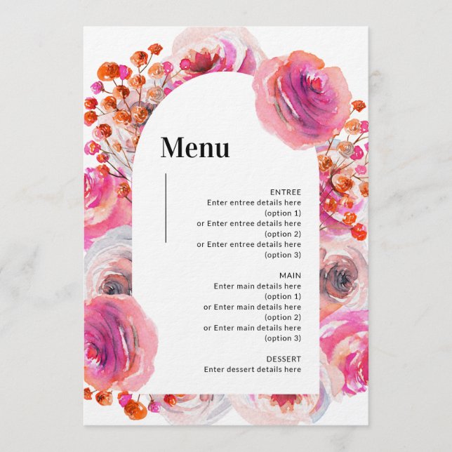Petals & Prosecco Menu Bright Blommigt Arch Design Meny (Framsida)