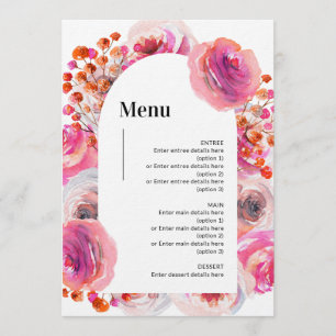 Petals & Prosecco Menu Bright Blommigt Arch Design Meny