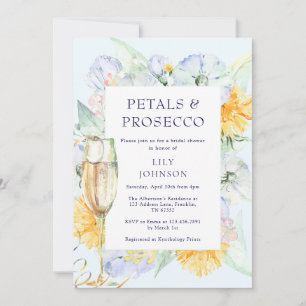 Petals & Prosecco Modern Blommigt Möhippa Inbjudningar