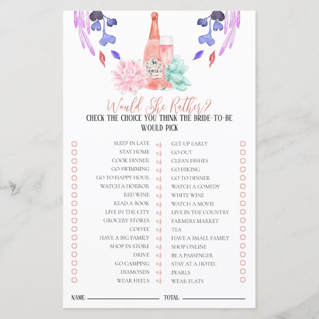 Petals & Prosecco Möhippa Game skulle hon hellre ä (Framsida)