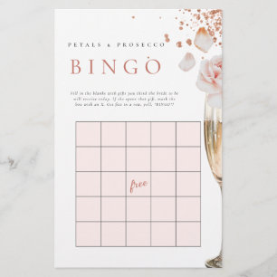 Petals & Prosecco Möhippa Gift Bingo Game Brevpapper