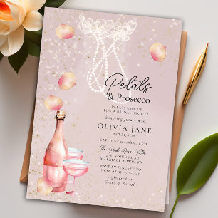 Petals Prosecco Pearls Rosa Guld Möhippa Inbjudningar
