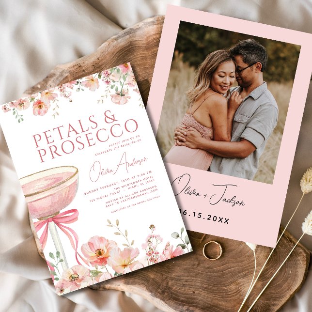 Petals & Prosecco Photo Möhippa Inbjudningar (Skapare uppladdad)