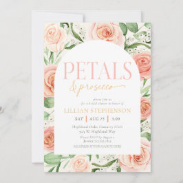 Petals & Prosecco Pink Floral Arch Bridal Shower Inbjudningar