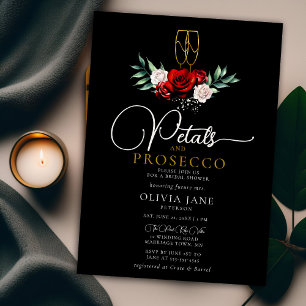 Petals Prosecco Red Vit ros Mörk Möhippa Inbjudningar