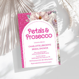 Petals & Prosecco Rosa Blommigt Arch Möhippa Inbjudningar