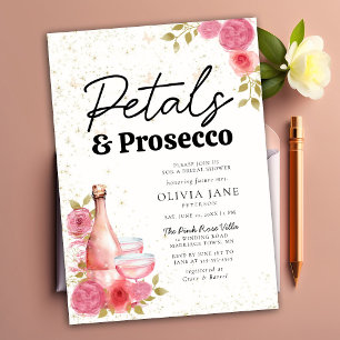 Petals Prosecco Rosa Blommigt Boho Möhippa Inbjudningar