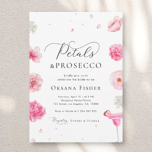 Petals & Prosecco Rosa Blommigt Garden Möhippa Inbjudningar