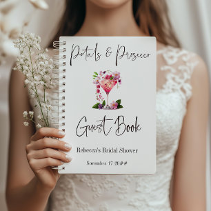 Petals & Prosecco Rosa Blommigt Möhippa Guest Anteckningsbok