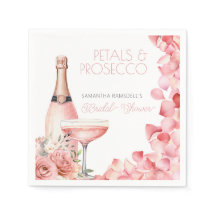 Petals & Prosecco Rosa Bröllopsdusch Pappersservet