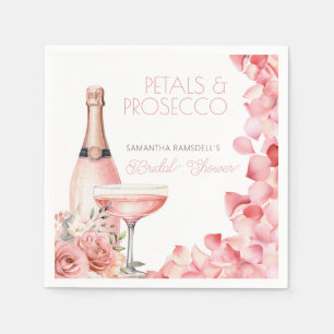 Petals & Prosecco Rosa Bröllopsdusch Pappersservet Pappersservett