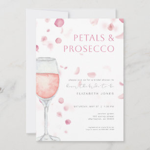 Petals & Prosecco Rosa Inbjudningskort för möhippa