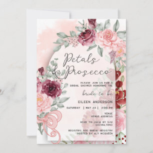 Petals & Prosecco Rosa ros Arch Möhippa Inbjudningar
