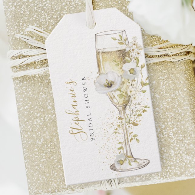 Petals & Prosecco Vilda Blommor Bröllopsdusch-märk Presentetikett (Skapare uppladdad)