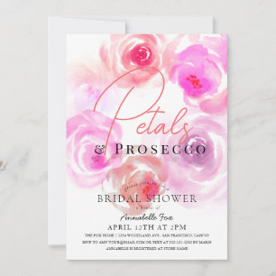 Petals & Prosecco Watercolor Ro Möhippa Inbjudningar