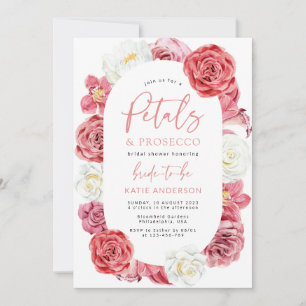 Petals & Proseccos Rosa Blommigt Ro Möhippa Inbjudningar