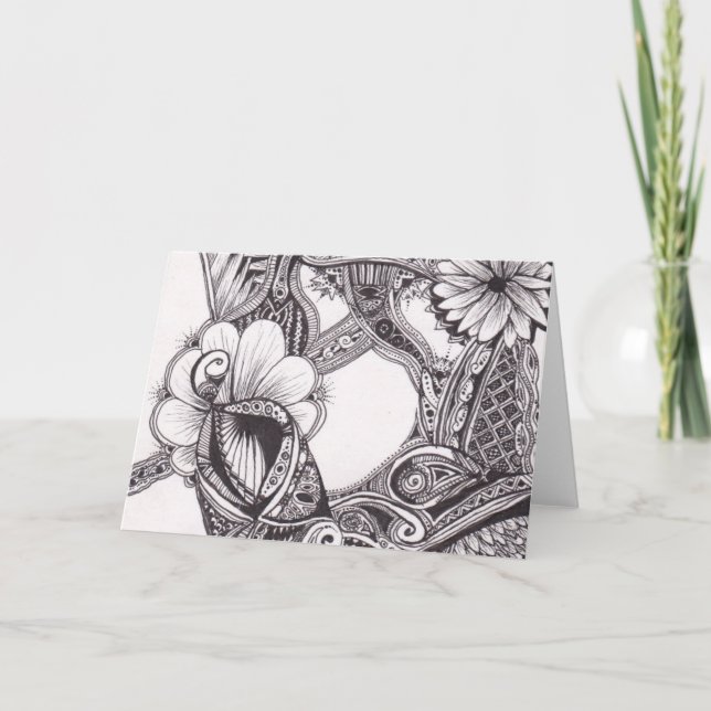 Petals Zig-Zags och Dots Notecard Kort (Framsida)