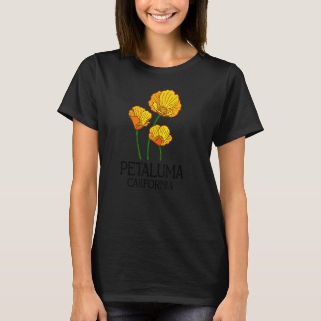 Petaluma California CA Poppy Flower State City Vin T Shirt (Framsida)