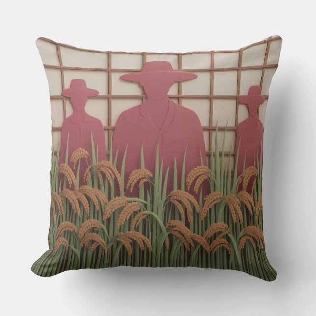 Petani Rice Carve 3d Batik-motiv Kudde (Framsida)