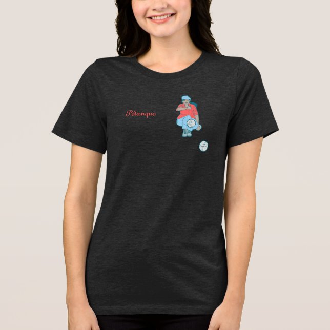 Petanque, Kvinnlig boule-spelare i rött T Shirt (Framsida)