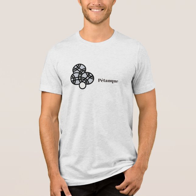 Pétanque, tre gråa bollar, Boules och Cochonnet T Shirt (Framsida)