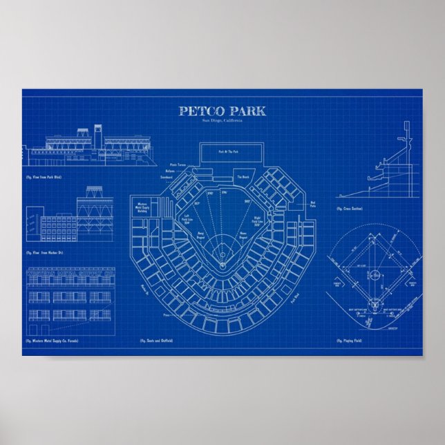PETCO Park Blueprint English Poster (Framsidan)