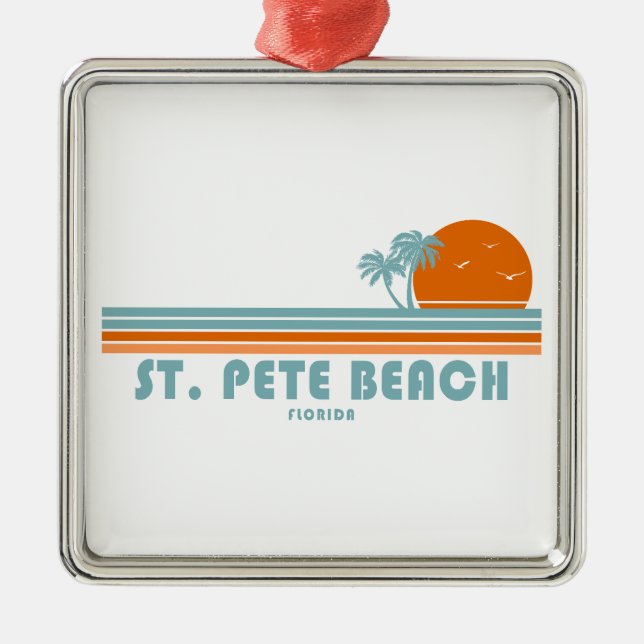 Pete Beach Florida Sol Handflatan Träd Julgransprydnad Metall (Framsidan)