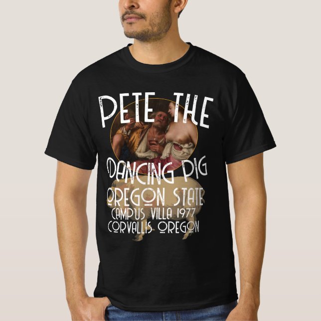 PETE DANCING PIG OREGON STATE 1977 T SHIRT (Framsida)