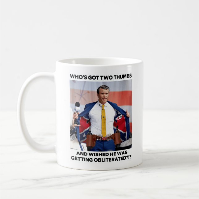 PETE HEGSETH "OBLITERATED" COFFEE MUG KAFFEMUGG (Vänster)