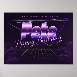 Pete Namn Vorname lila retro Poster Geburtstag