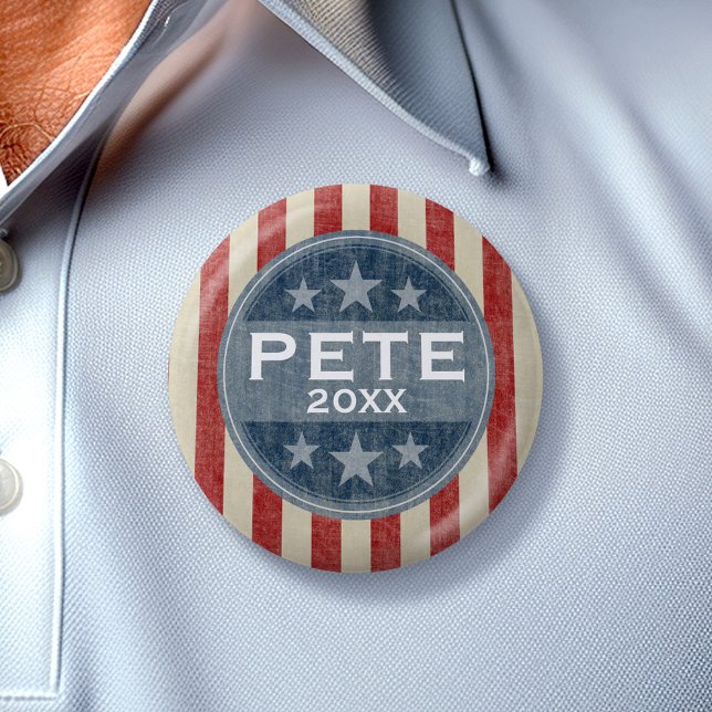 Pete - vintage stars och stripes knapp (Pete Button - Great Campaign and Rally button for the Next Election)