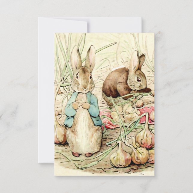 Peter and Benjamin Gather Onions by Beatrix Potter Tack Kort (Framsida)