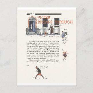 Peter avbrott igenom, Peter Pan vintage bild Vykort