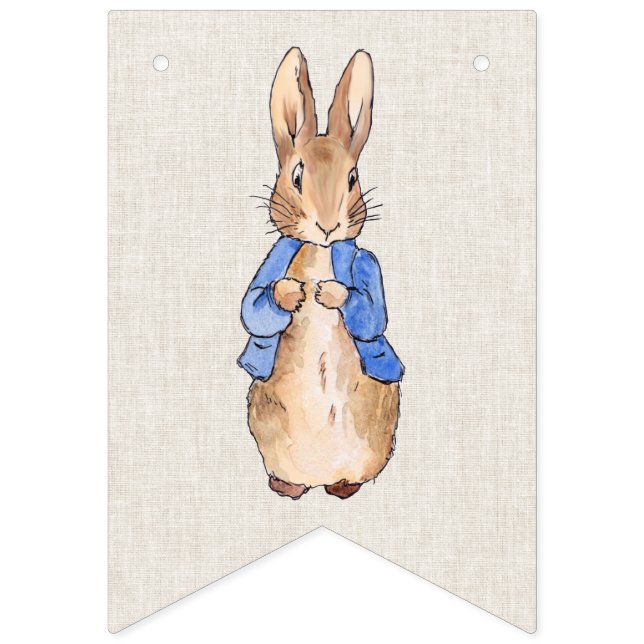 Peter Babbit beige linen texturerad bakgrund Vimplar (Första flaggan)